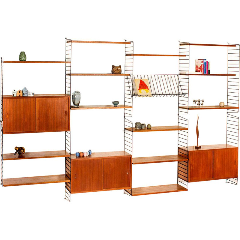 Vintage Swedish wall system in teak by Nisse & Kajsa Strinning for String