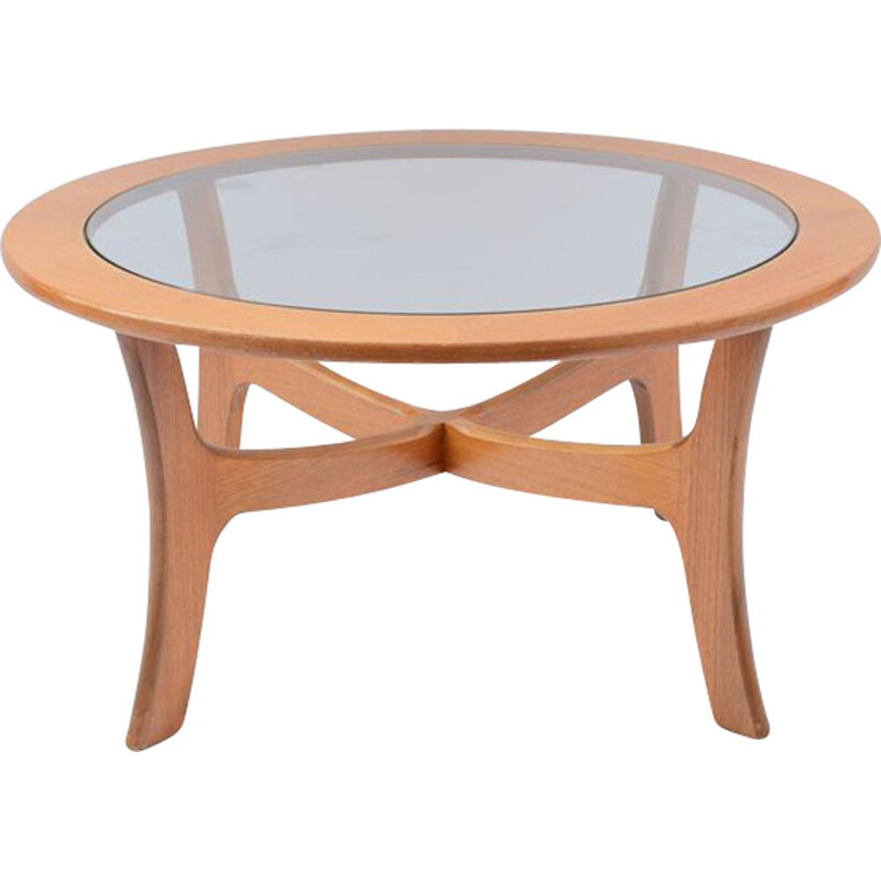 Vintage coffee table in teak and glass