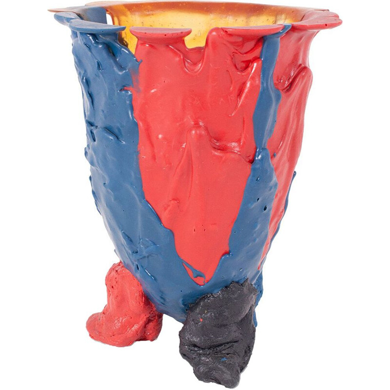 Vintage colorful resin vase by Gaetano Pesce