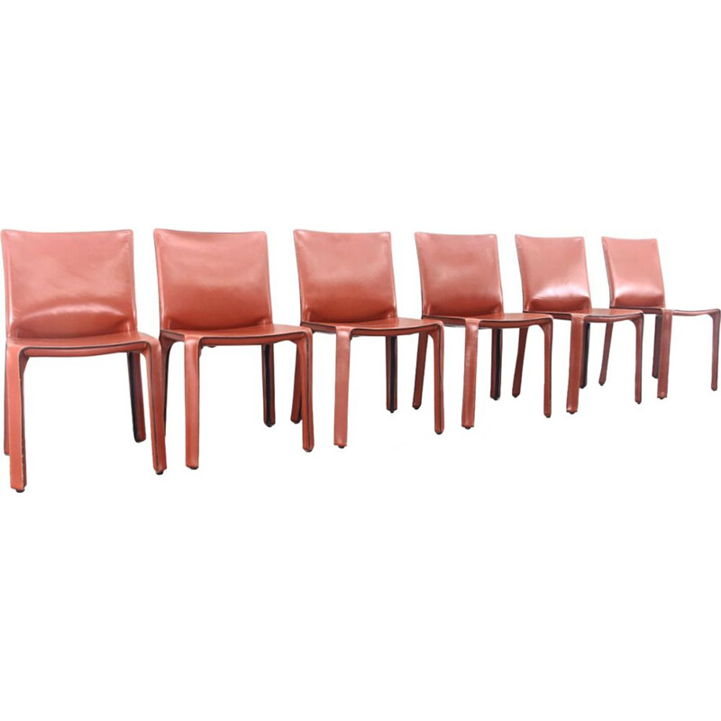 Cab Chairs in Oxblood red Leather Mario Bellini 1977