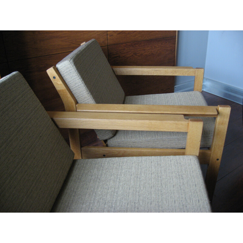 Pair of Danish armchairs in light oak - 1960s