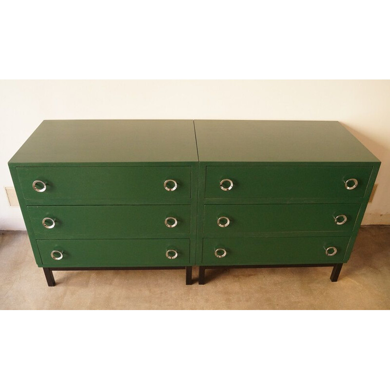 Vintage green French chest of drawers in wood