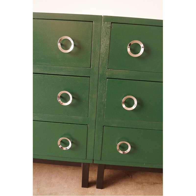 Vintage green French chest of drawers in wood