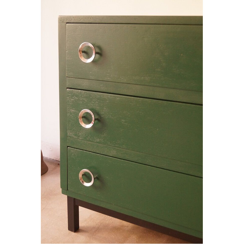 Vintage green French chest of drawers in wood