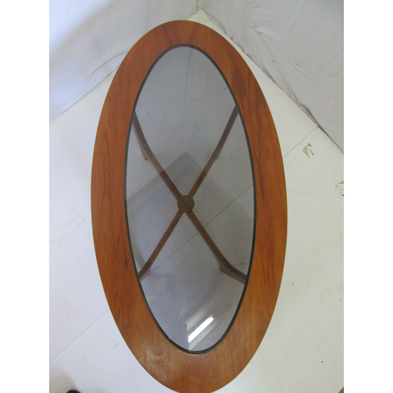 Vintage oval coffee table in teak