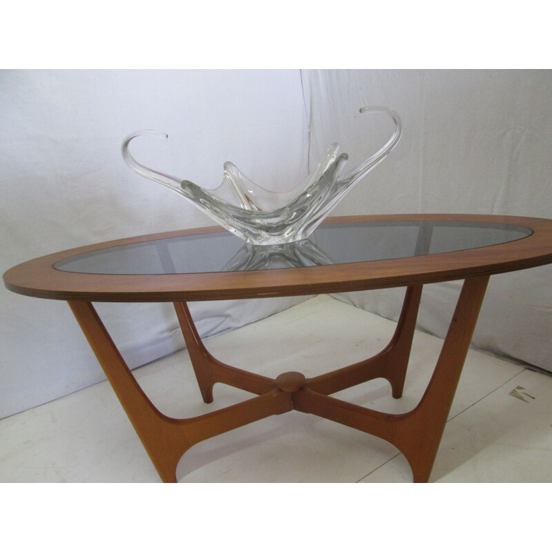 Vintage oval coffee table in teak