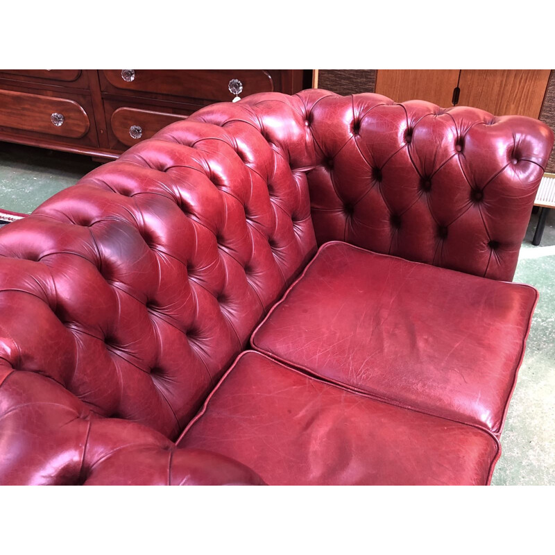 Red leather chesterfield sofa 1970s
