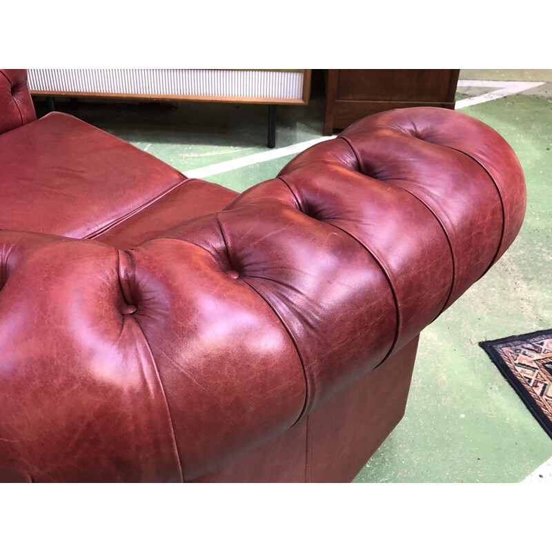 Red leather chesterfield sofa 1970s