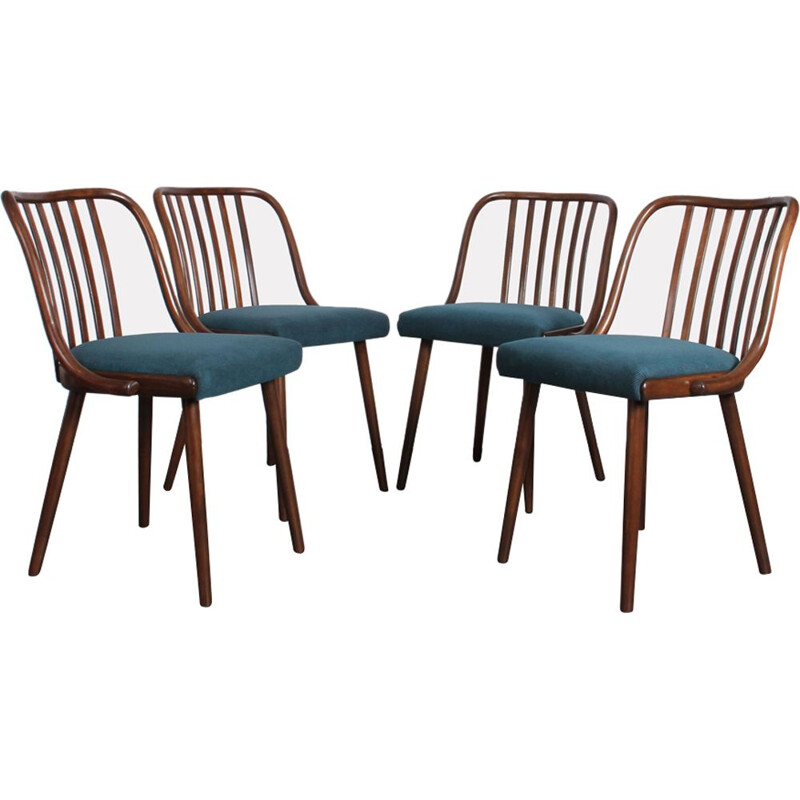 Set of 4 vintage blue chairs by Jitona