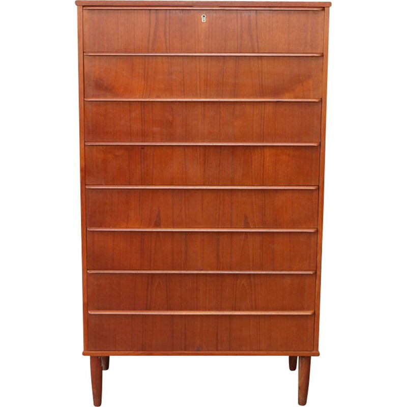 Vintage Danish tall chest of drawers in teak