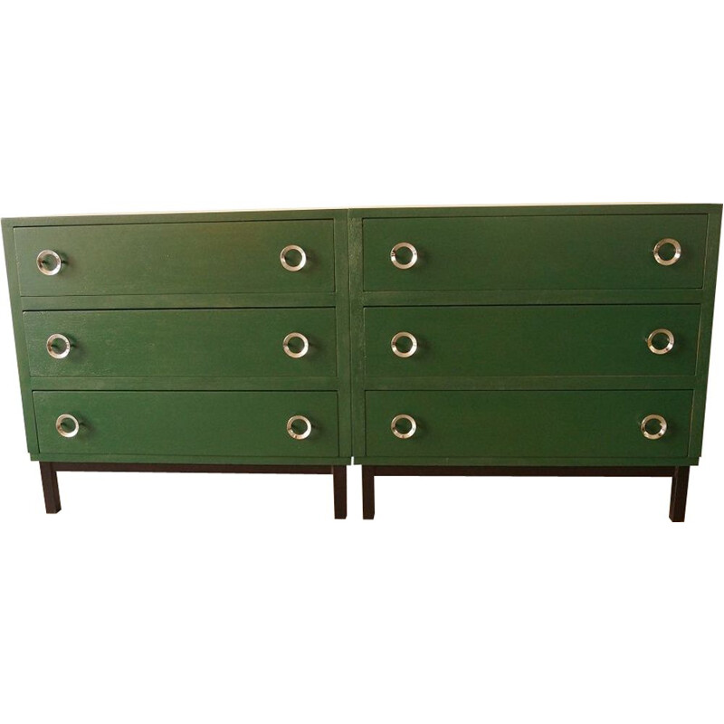 Vintage green French chest of drawers in wood