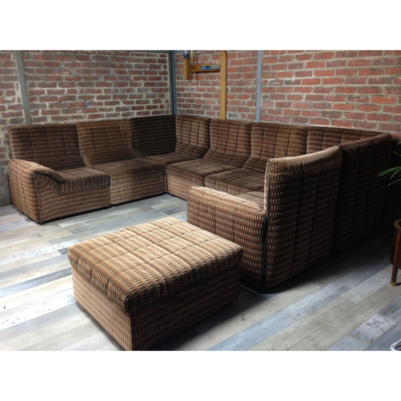 "Baia" brown living room set, italian design for B&B Italia 1970s