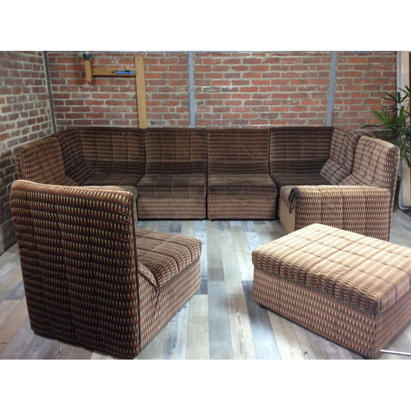 "Baia" brown living room set, italian design for B&B Italia 1970s