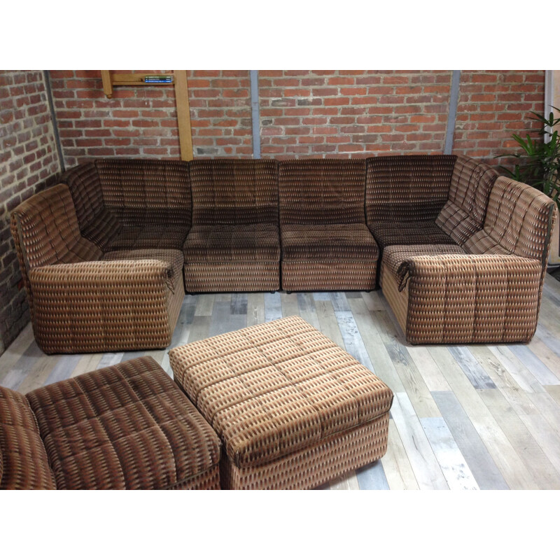 "Baia" brown living room set, italian design for B&B Italia 1970s