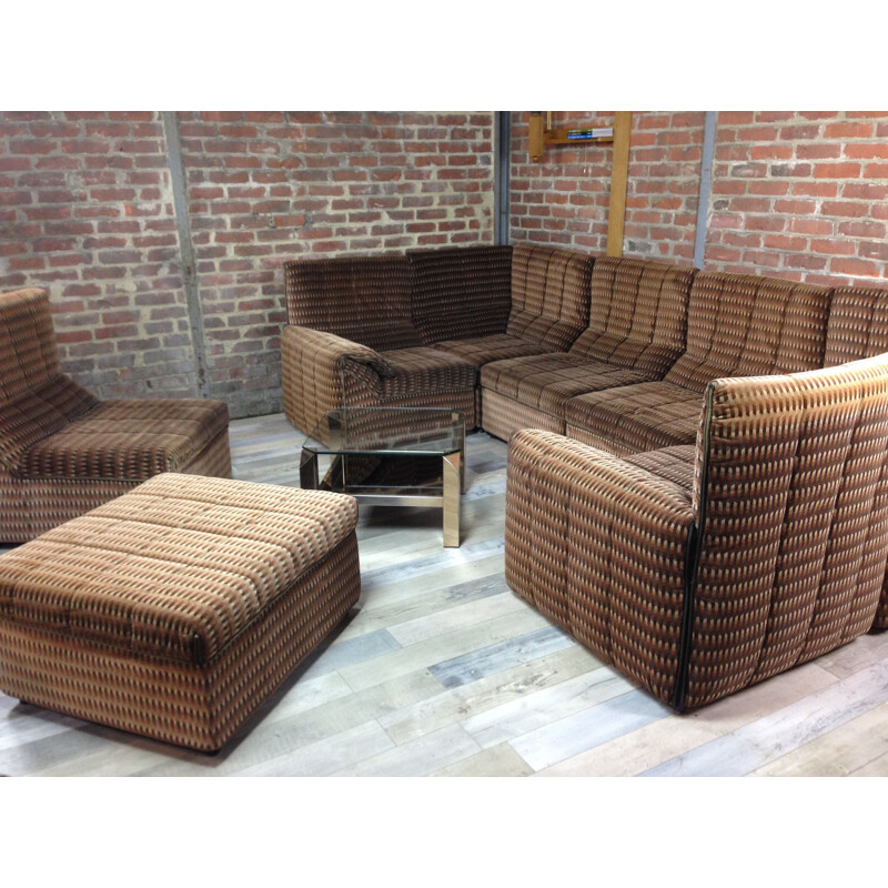 "Baia" brown living room set, italian design for B&B Italia 1970s