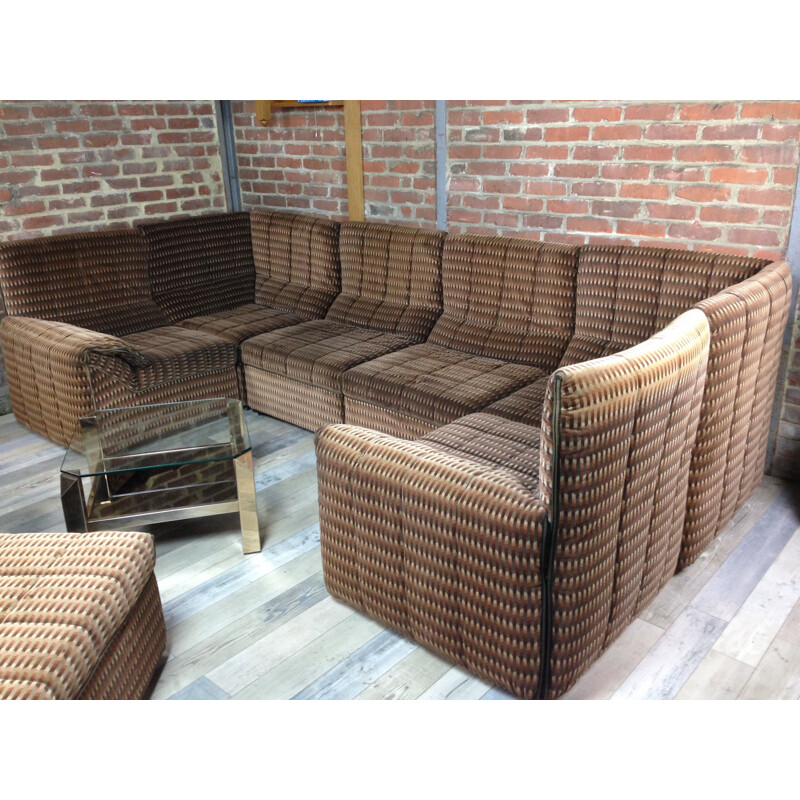 "Baia" brown living room set, italian design for B&B Italia 1970s