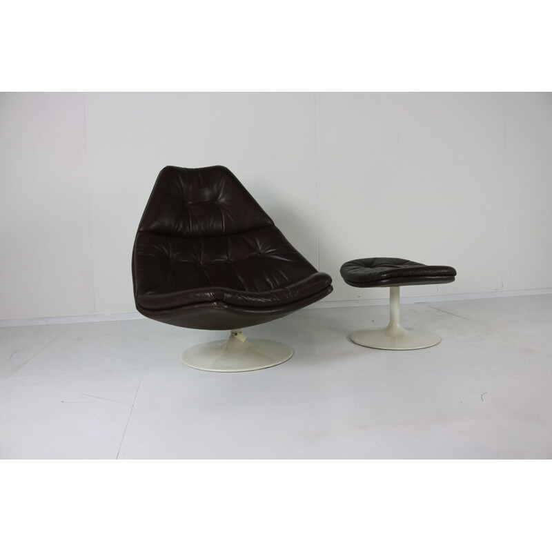 Vintage tulip lounge chair with footstool by Geoffrey Harcourt for Artifort