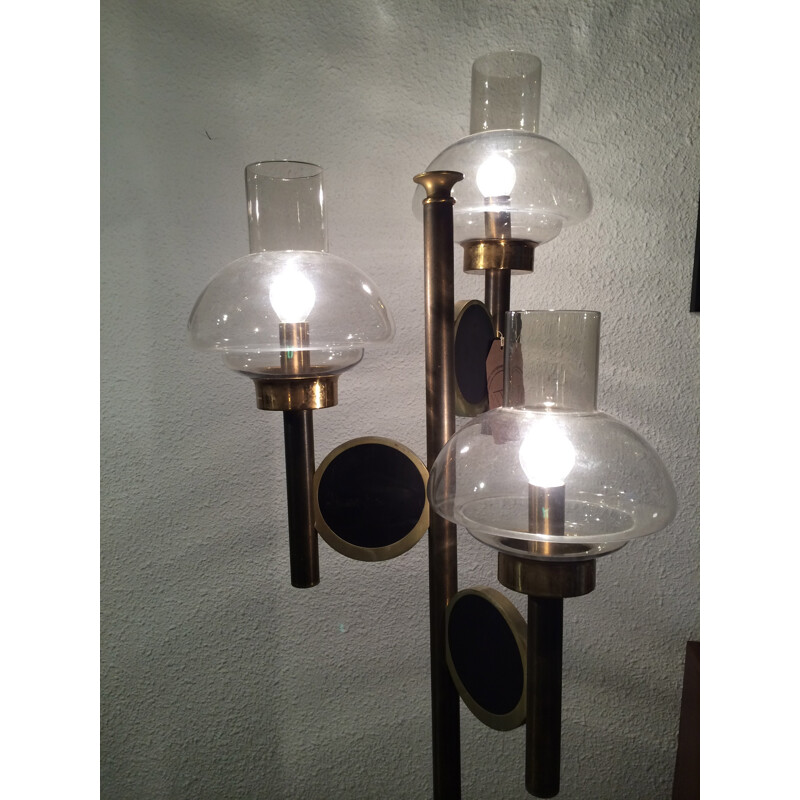 Vintage Italian floor lamp in brass and glass - 1950s