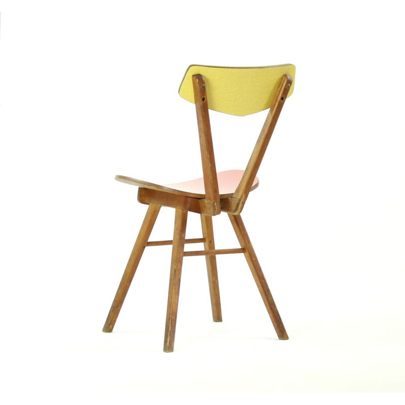 Chaises vintage en bois et formica 1970