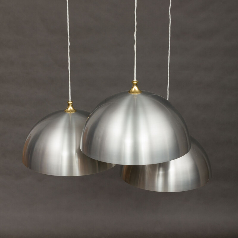 Set of 6 vintage pendant lamps in aluminum 1950