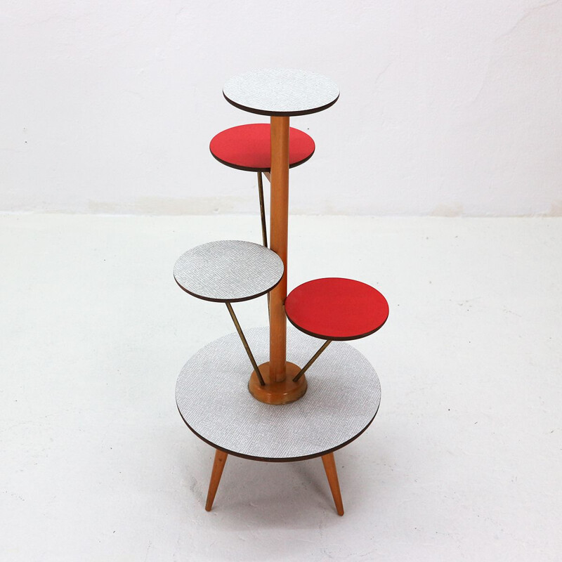 Vintage table coffee in wood, brass and formica 1950