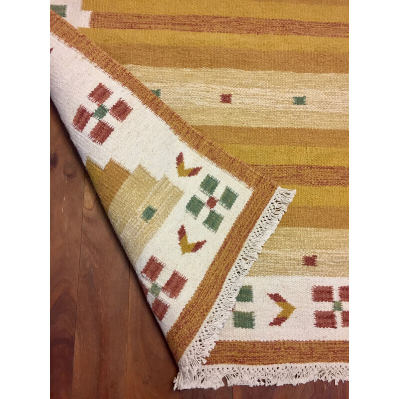 Vintage scandinavian Rolakan hand-woven rug 1950