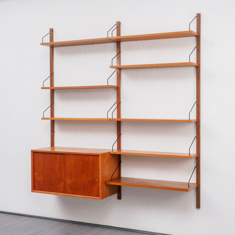 Vintage scandinavian shelving system in teak 1960