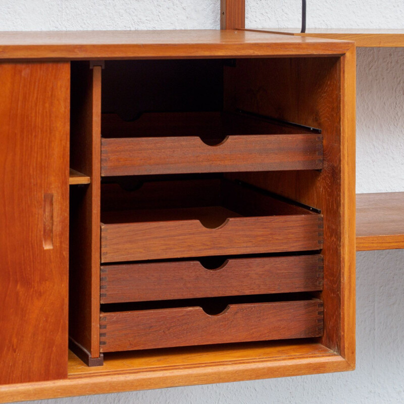 Vintage scandinavian shelving system in teak 1960