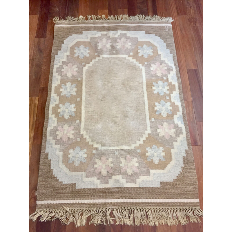 Tapis vintage scandinave Rollakan en laine 1950