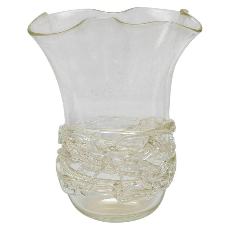 Vintage Murano transparent glass vase 1990