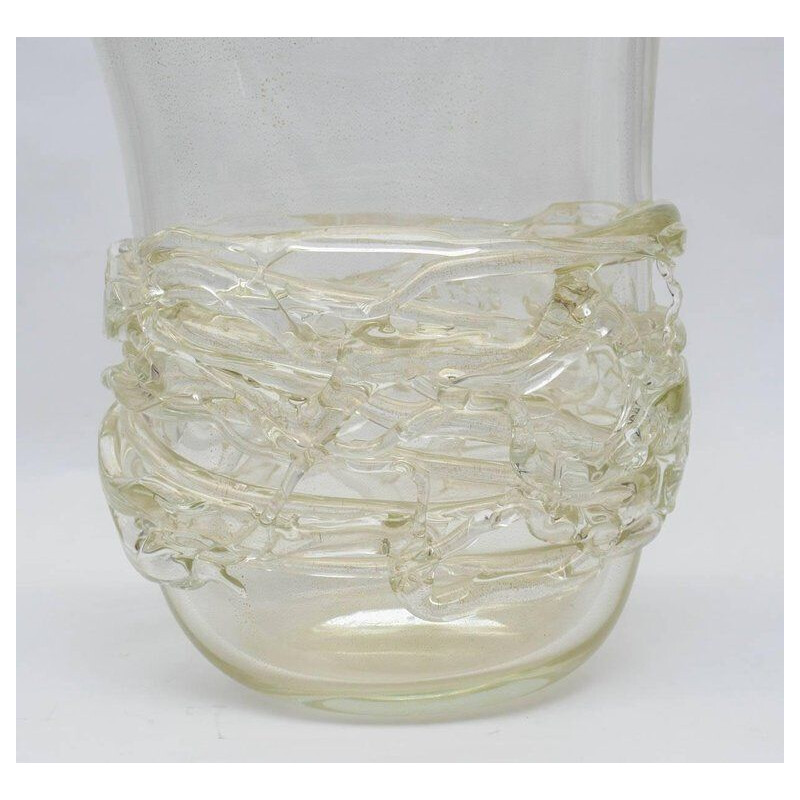 Vase vintage transparent en verre de Murano 1990