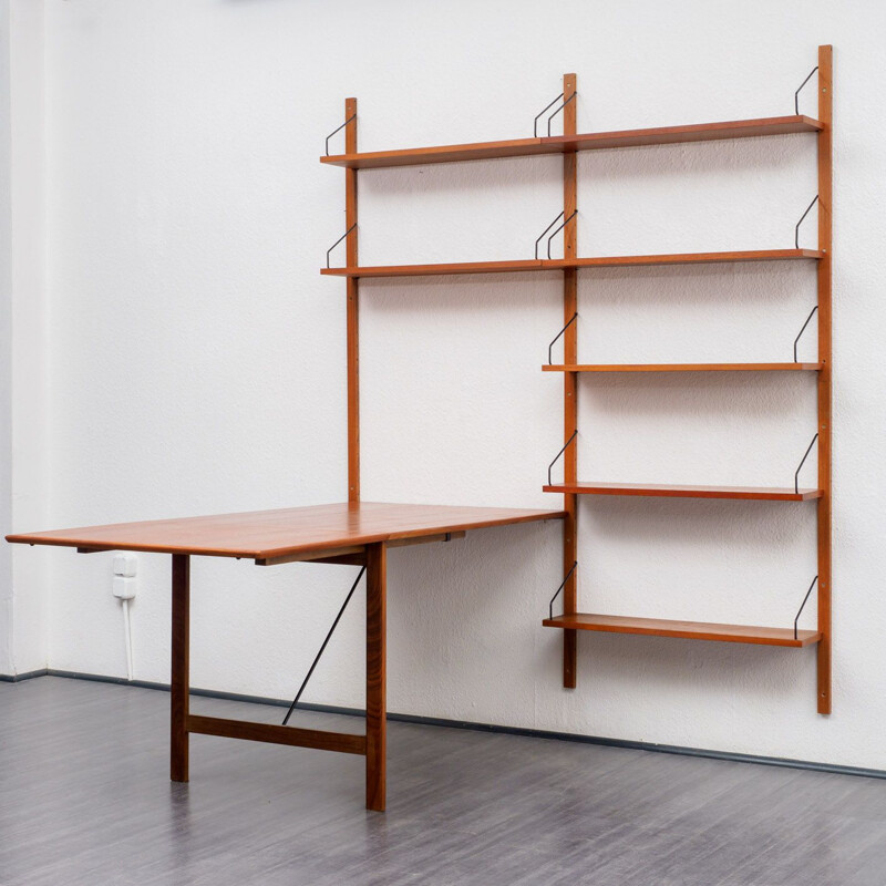 Vintage scandinavian shelving system in teak 1960 