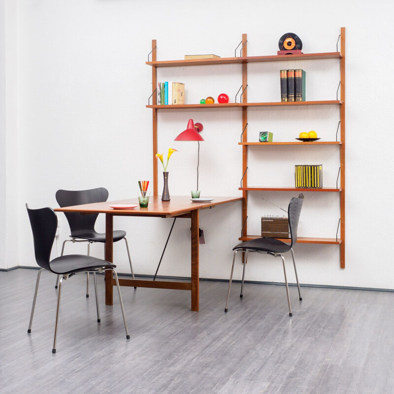 Vintage scandinavian shelving system in teak 1960 