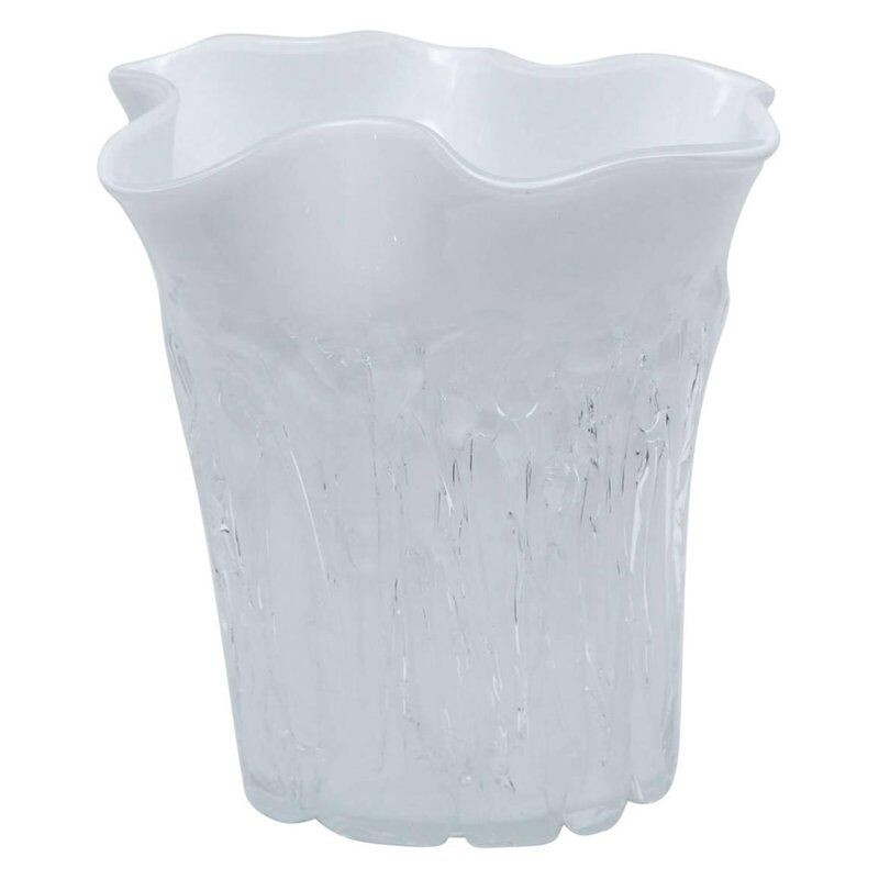 Vase vintage blanc en verre de Murano 1990
