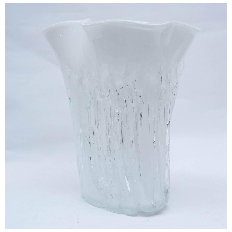 Vintage Murano white glass vase 1990