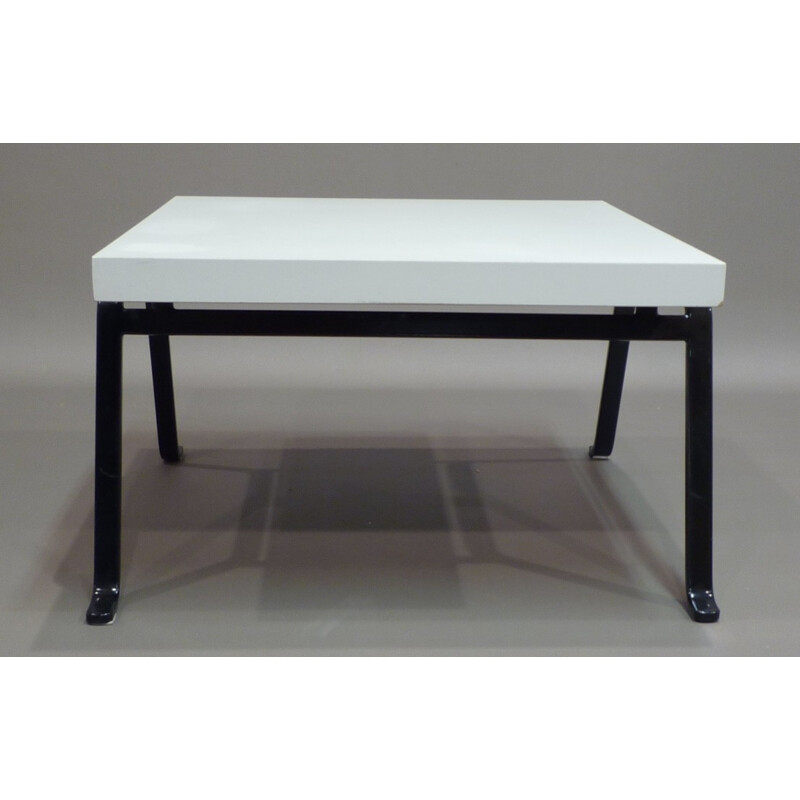 Vintage coffee table in metal and white melamine - 1970s