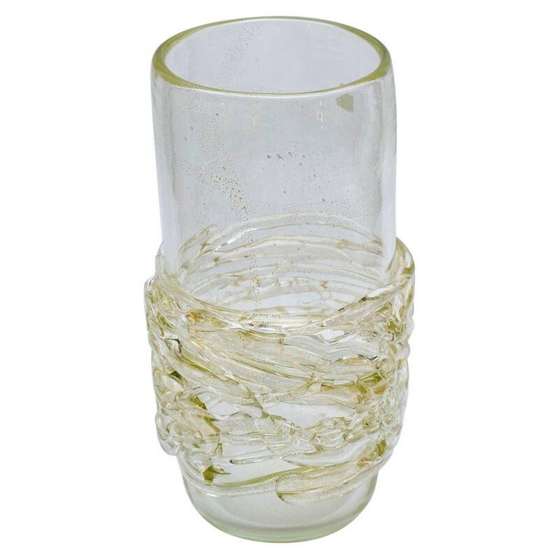 Vase en verre de Murano transparent 1990