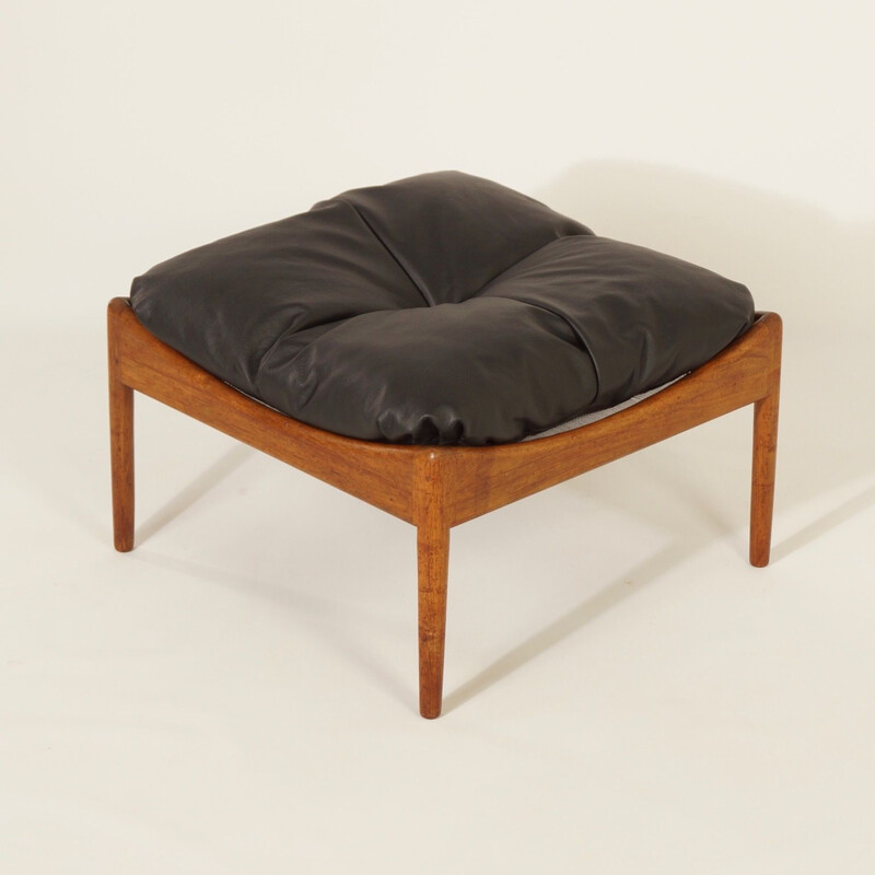 Vintage leather Foot Stool by Kristian Vedel 1960