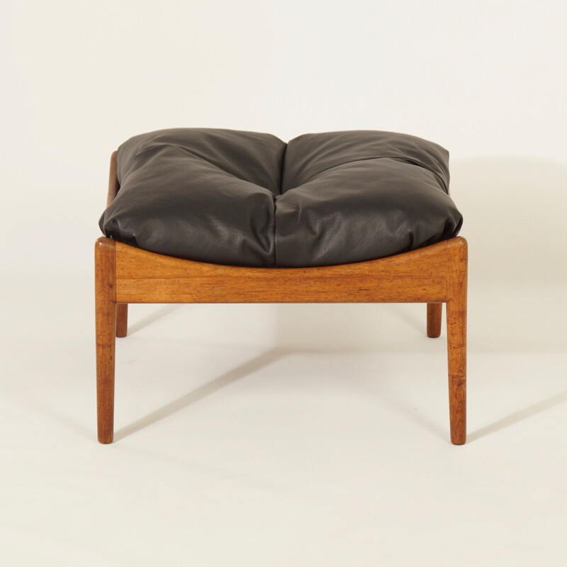 Vintage leather Foot Stool by Kristian Vedel 1960