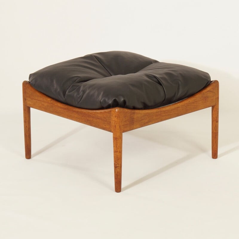 Vintage leather Foot Stool by Kristian Vedel 1960