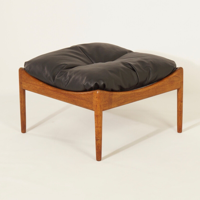 Vintage leather Foot Stool by Kristian Vedel 1960