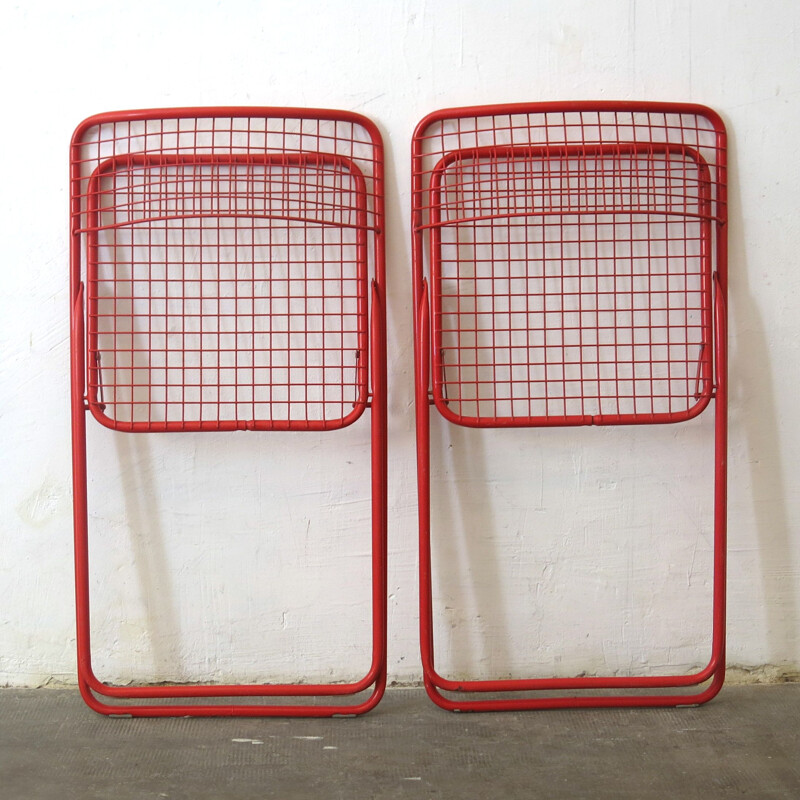 Suite de 2 chaises vintage rouges "Ted Net" par Niels Gammelgaard