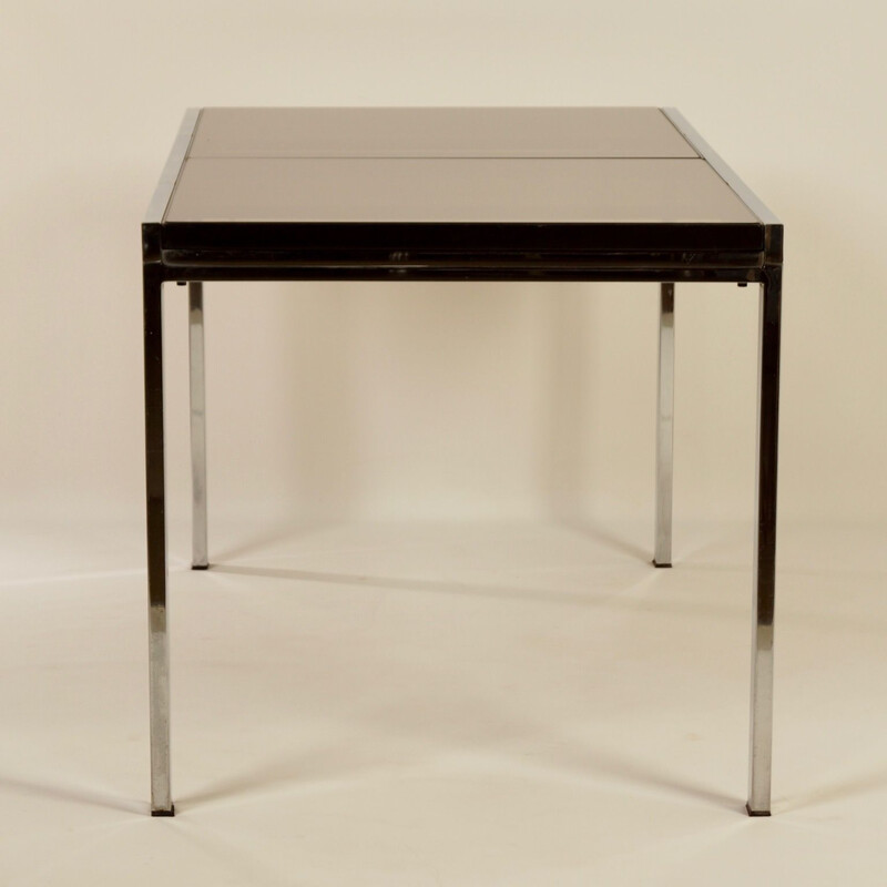 Vintage extendable dining table in smoked glass by Milo Baughman