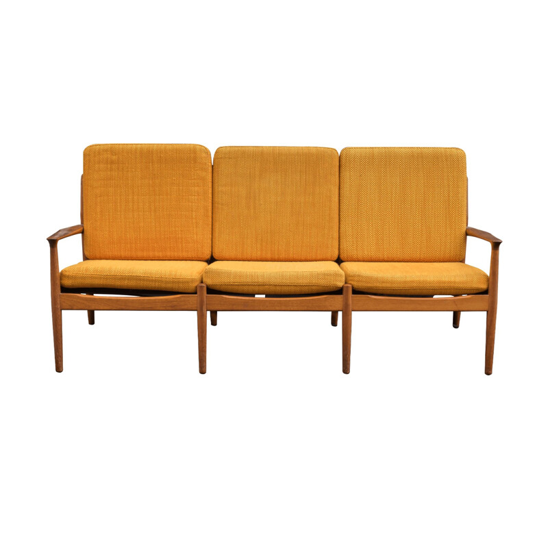 Vintage Danish orange 3-seater sofa