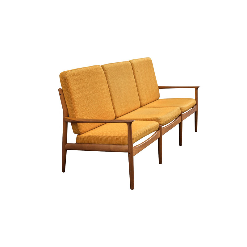 Vintage Danish orange 3-seater sofa