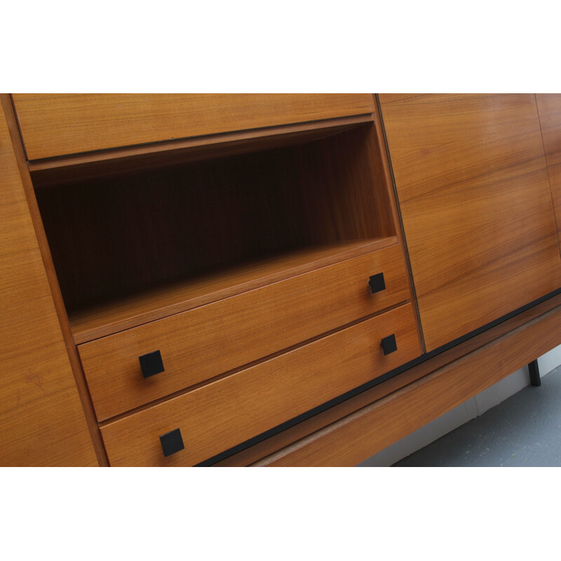 Vintage walnut and metal sideboard, Germany 1960