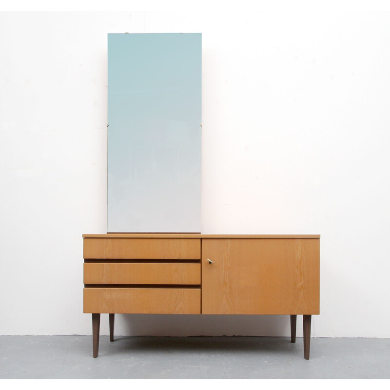 Vintage ash sideboard with mirror, Germany 1960