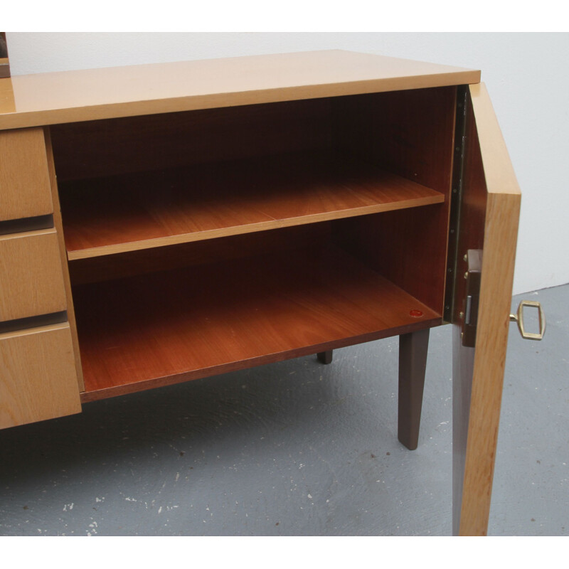 Vintage ash sideboard with mirror, Germany 1960