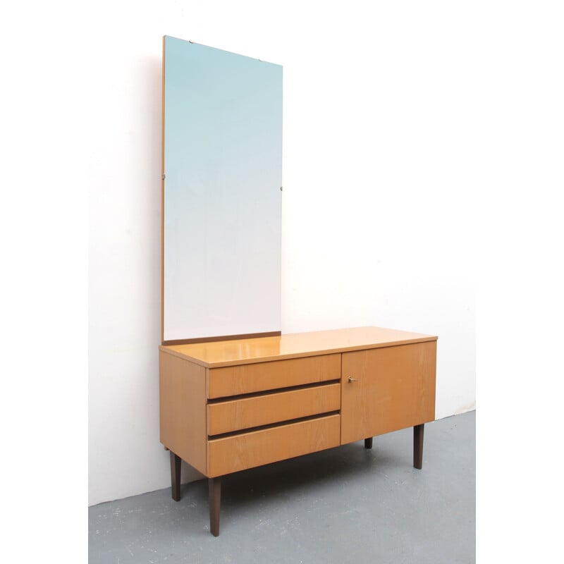 Vintage ash sideboard with mirror, Germany 1960