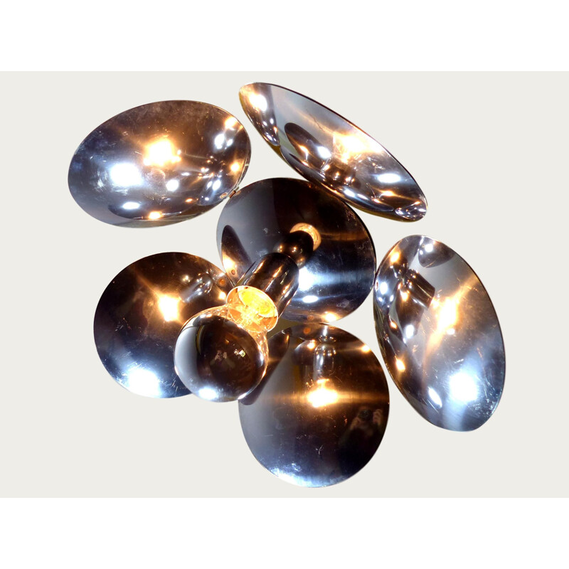 Vintage flower pendant light in chromed steel